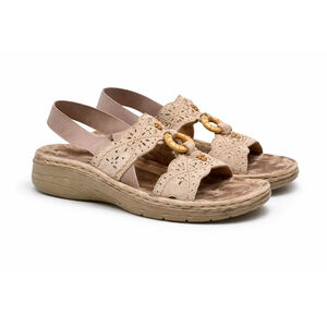 Earth Spirit Womens Maple Tan Leather Slingback Sandals Sz 6.5 Embellished Beads